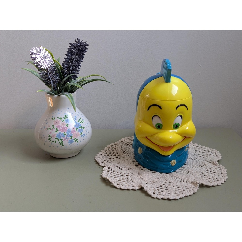 Vintage Disney On Ice Flounder Mug Flip Lid Little Mermaid 1990s